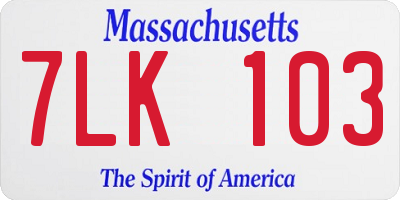 MA license plate 7LK103