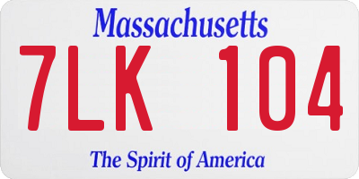 MA license plate 7LK104