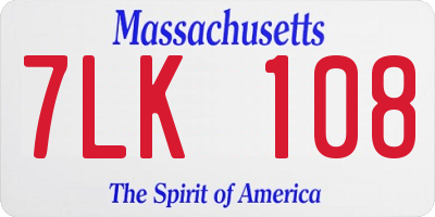 MA license plate 7LK108
