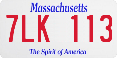 MA license plate 7LK113