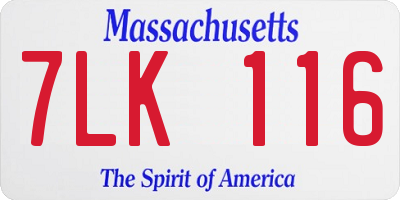 MA license plate 7LK116