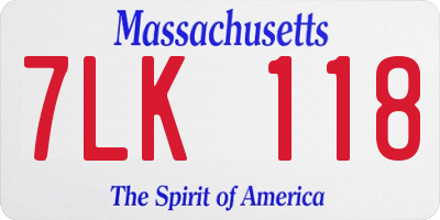 MA license plate 7LK118