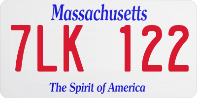 MA license plate 7LK122