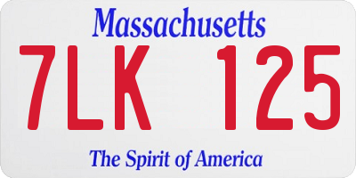 MA license plate 7LK125
