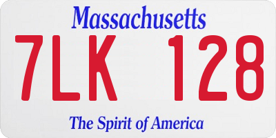MA license plate 7LK128