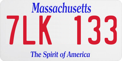 MA license plate 7LK133