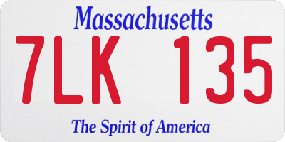 MA license plate 7LK135