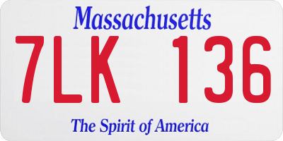 MA license plate 7LK136