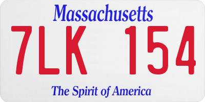 MA license plate 7LK154