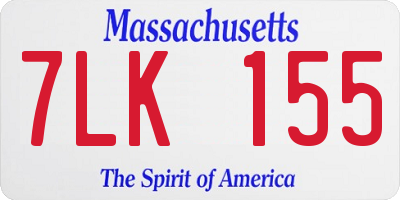 MA license plate 7LK155