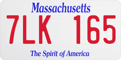 MA license plate 7LK165