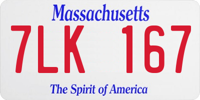MA license plate 7LK167
