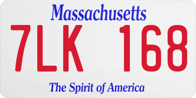 MA license plate 7LK168