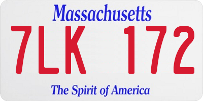 MA license plate 7LK172