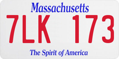 MA license plate 7LK173