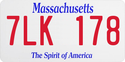 MA license plate 7LK178