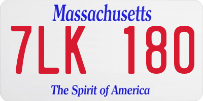 MA license plate 7LK180