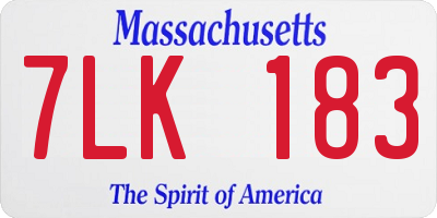 MA license plate 7LK183
