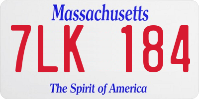 MA license plate 7LK184