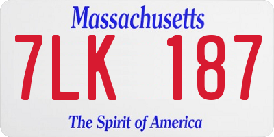 MA license plate 7LK187