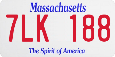 MA license plate 7LK188