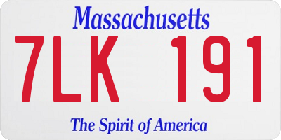 MA license plate 7LK191