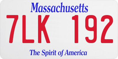 MA license plate 7LK192