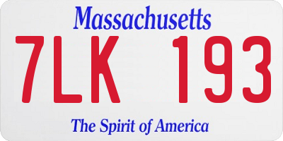 MA license plate 7LK193
