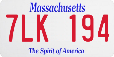 MA license plate 7LK194