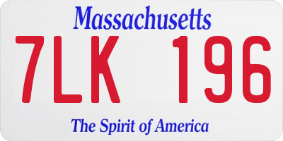 MA license plate 7LK196