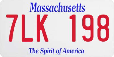 MA license plate 7LK198