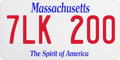 MA license plate 7LK200