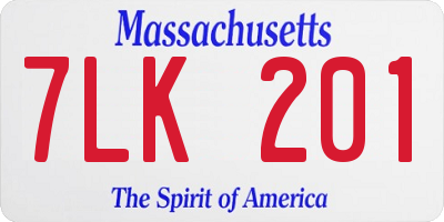 MA license plate 7LK201