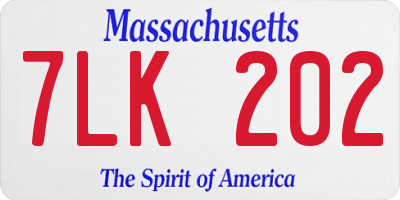 MA license plate 7LK202