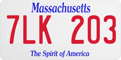 MA license plate 7LK203