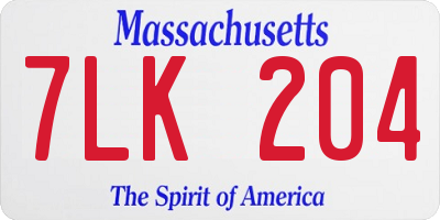 MA license plate 7LK204