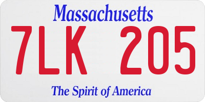 MA license plate 7LK205