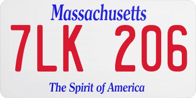 MA license plate 7LK206