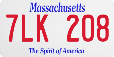 MA license plate 7LK208