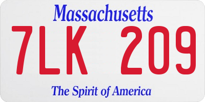 MA license plate 7LK209