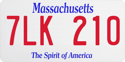 MA license plate 7LK210