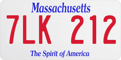 MA license plate 7LK212