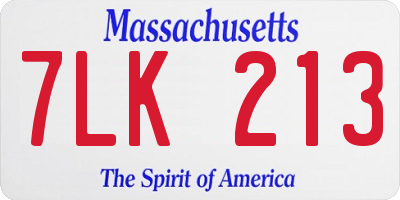 MA license plate 7LK213
