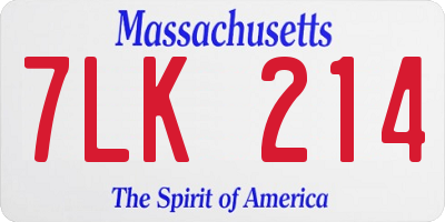 MA license plate 7LK214