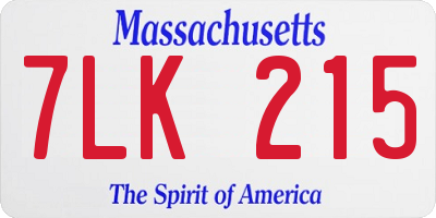 MA license plate 7LK215