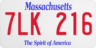 MA license plate 7LK216