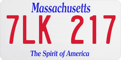 MA license plate 7LK217