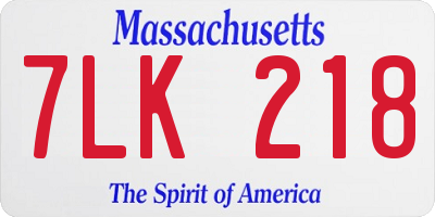 MA license plate 7LK218