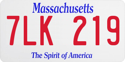 MA license plate 7LK219