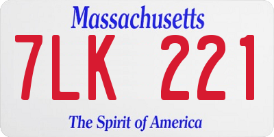 MA license plate 7LK221